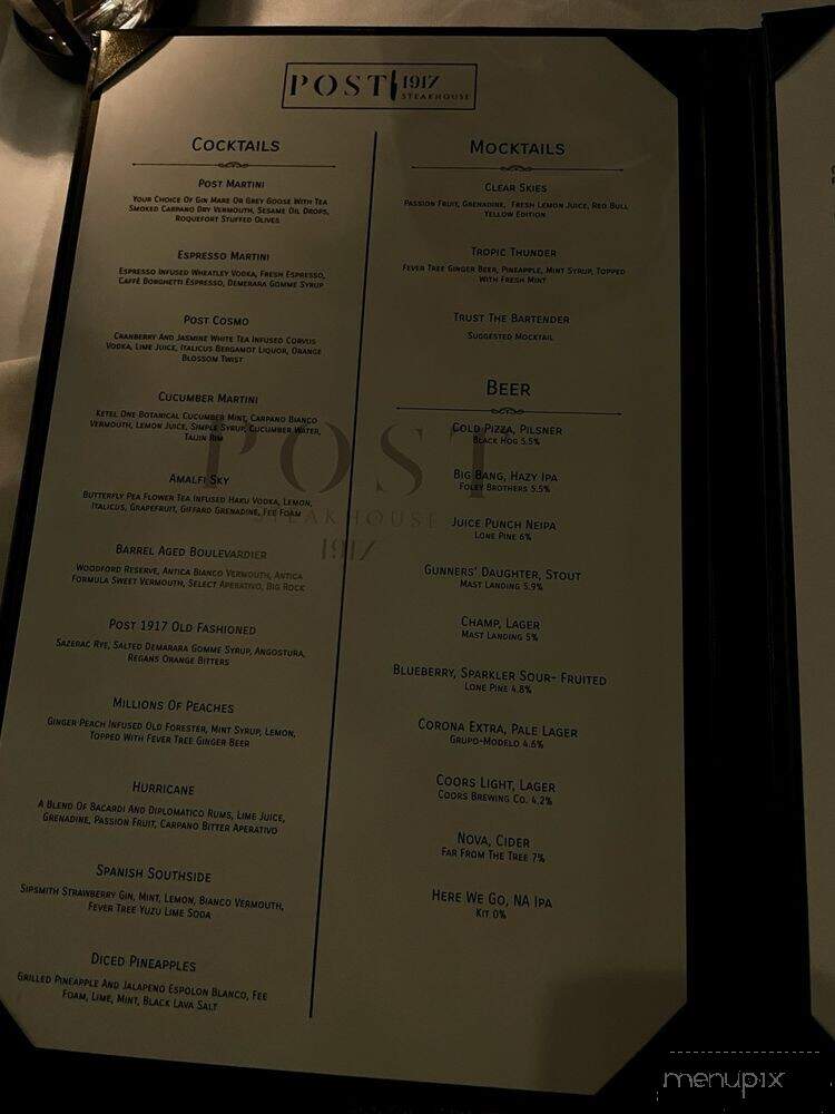 Post 1917 Steakhouse - Reading, MA menu_pic