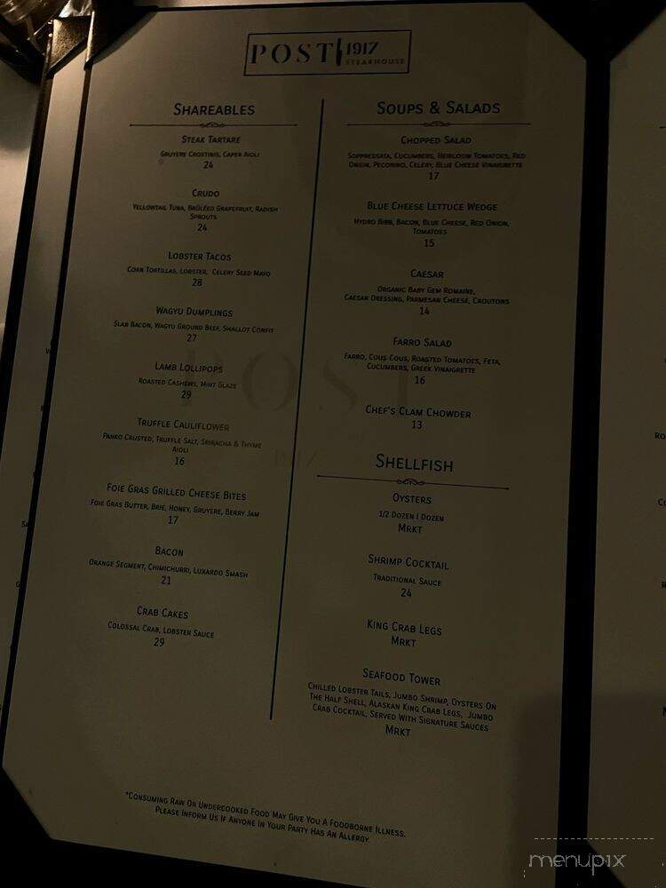 Post 1917 Steakhouse - Reading, MA menu_pic
