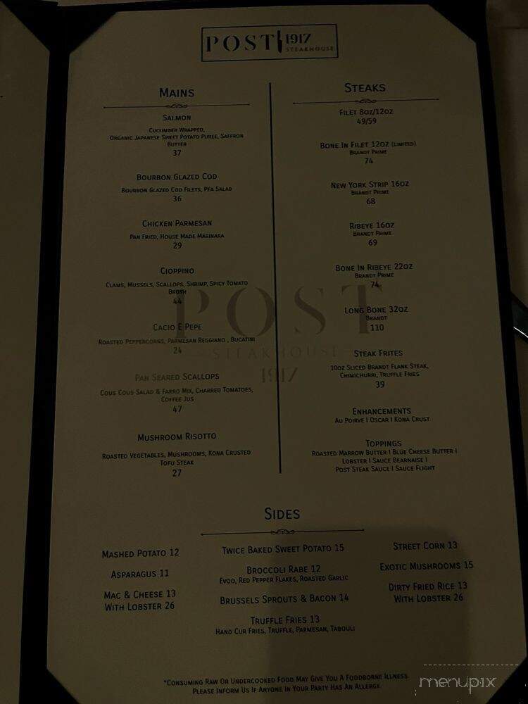 Post 1917 Steakhouse - Reading, MA menu_pic