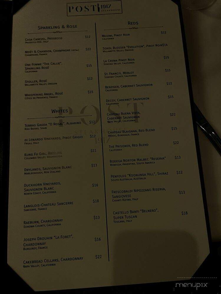 Post 1917 Steakhouse - Reading, MA menu_pic