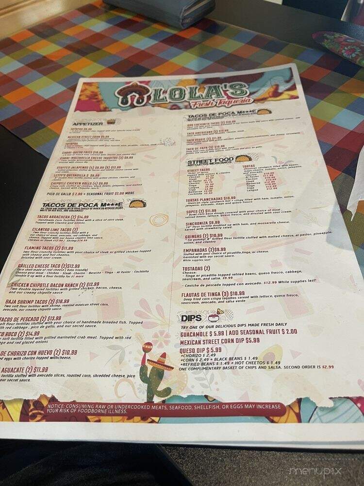 Lola's Fresh Taqueria - Mount Vernon, OH menu_pic