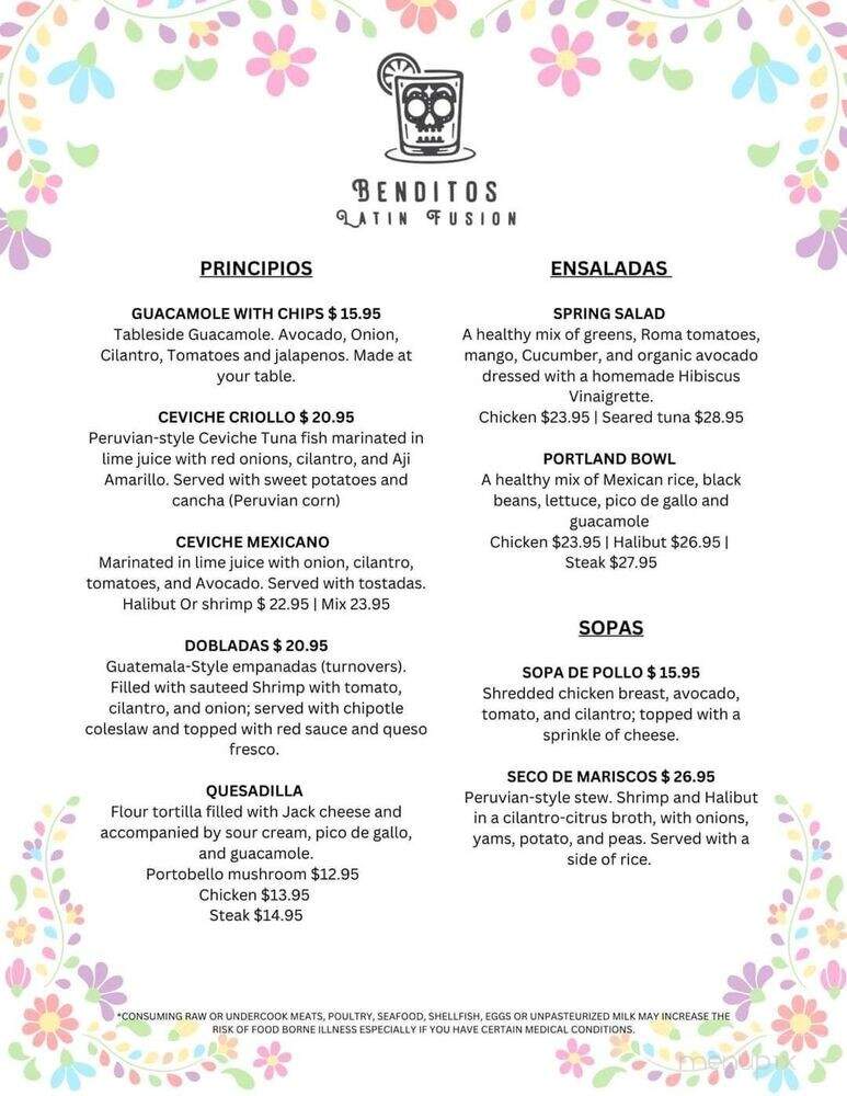 Benditos Latin Fusion - Portland, OR menu_pic