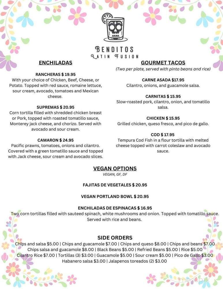 Benditos Latin Fusion - Portland, OR menu_pic