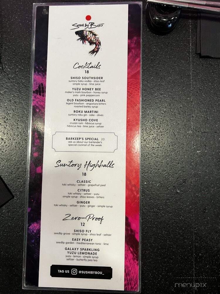 Sushi By Bou - Washington, DC menu_pic