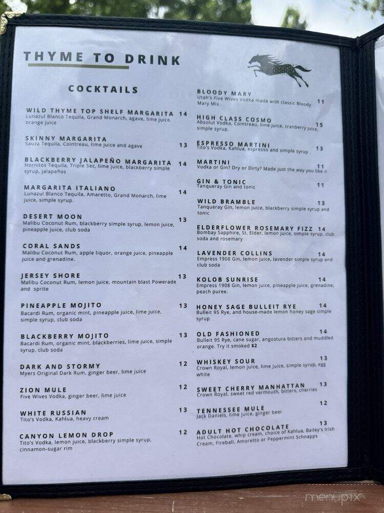 Wild Thyme Cafe - Springdale, UT menu_pic