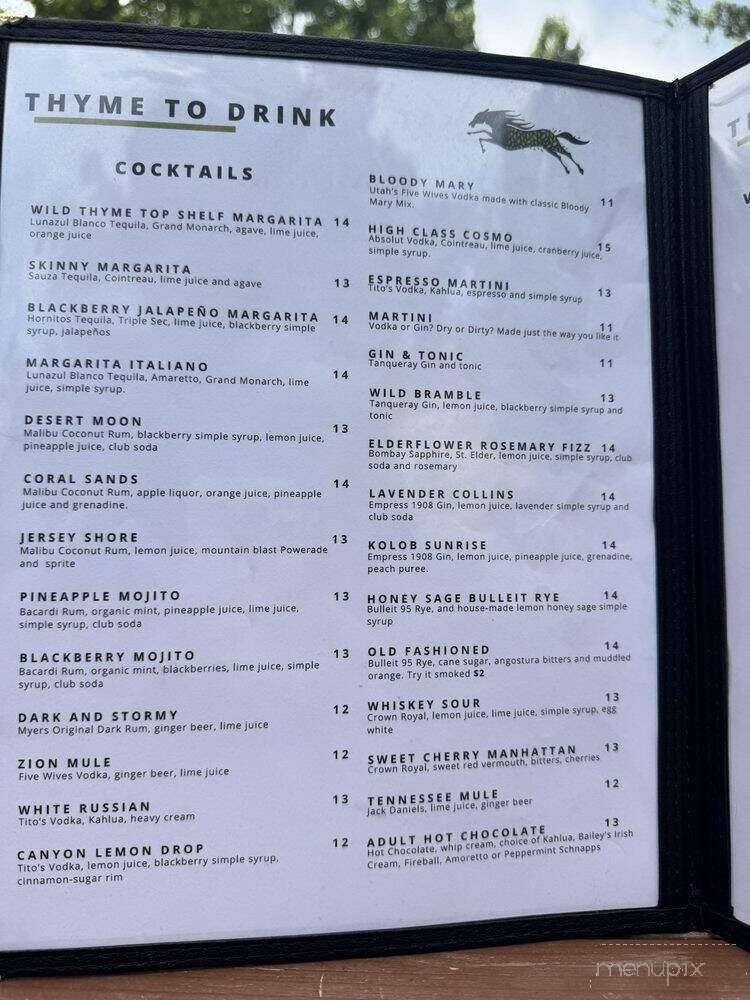 Wild Thyme Cafe - Springdale, UT menu_pic