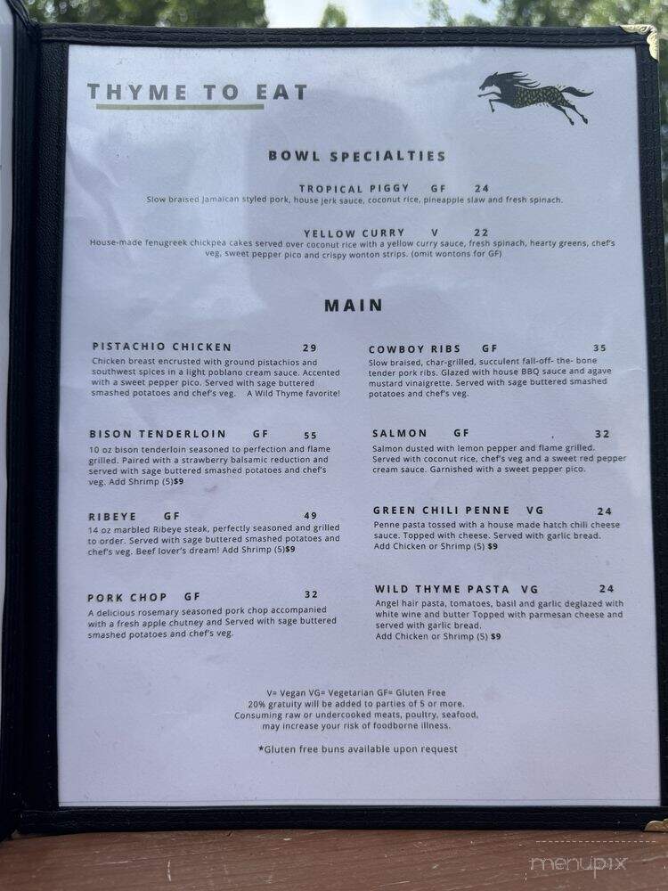Wild Thyme Cafe - Springdale, UT menu_pic