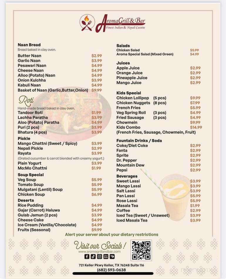 Aroma Grill & Bar - Keller, TX menu_pic