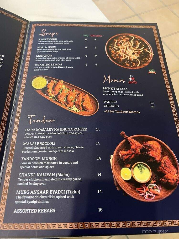 The Monk's Indian Bistro - Richmond, TX menu_pic