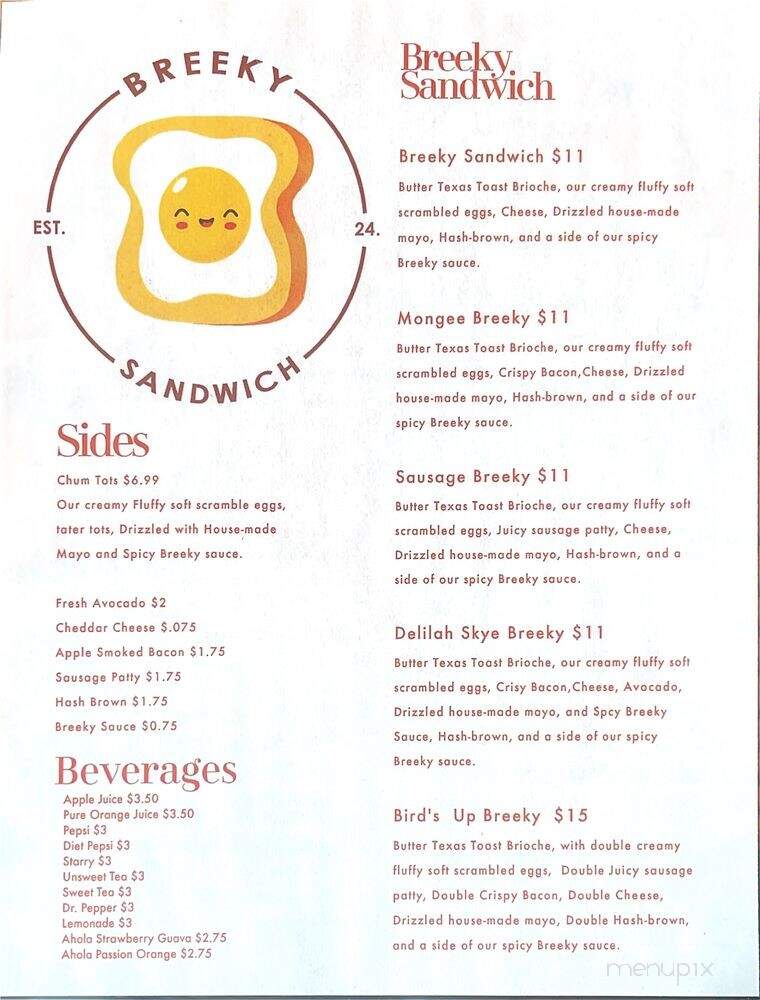 Breeky Sandwich - San Antonio, TX menu_pic