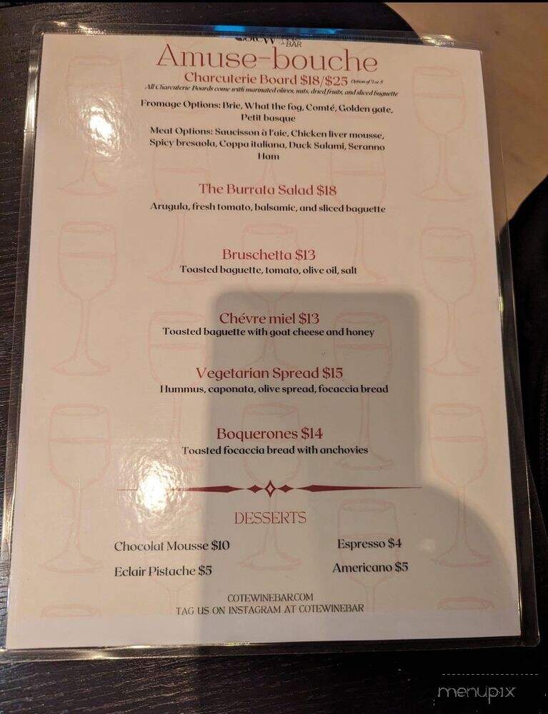 Cote Wine Bar - Bronx, NY menu_pic