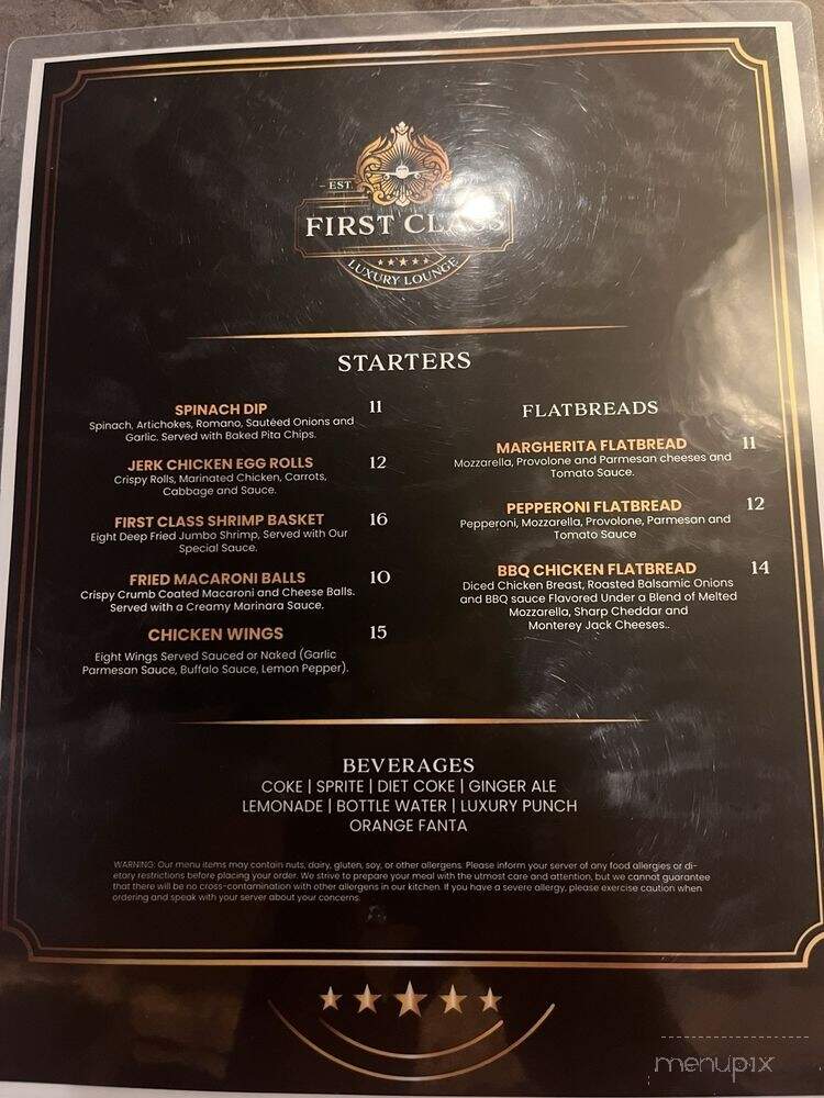 First Class Luxury Lounge GSO - Greensboro, NC menu_pic