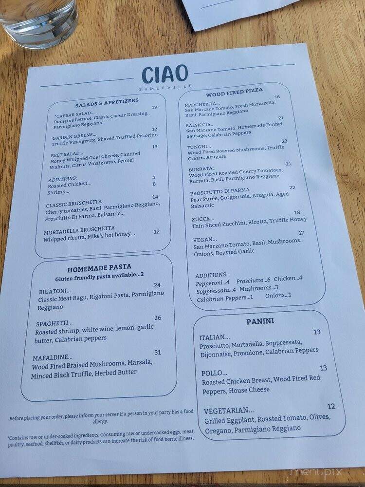 Ciao Pizza - Somerville, MA menu_pic