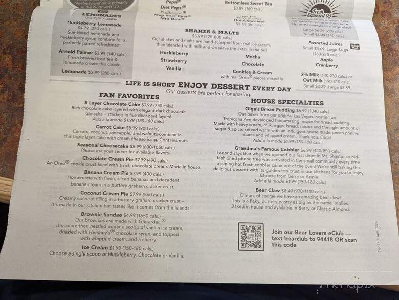 Black Bear Diner - Eloy, AZ menu_pic