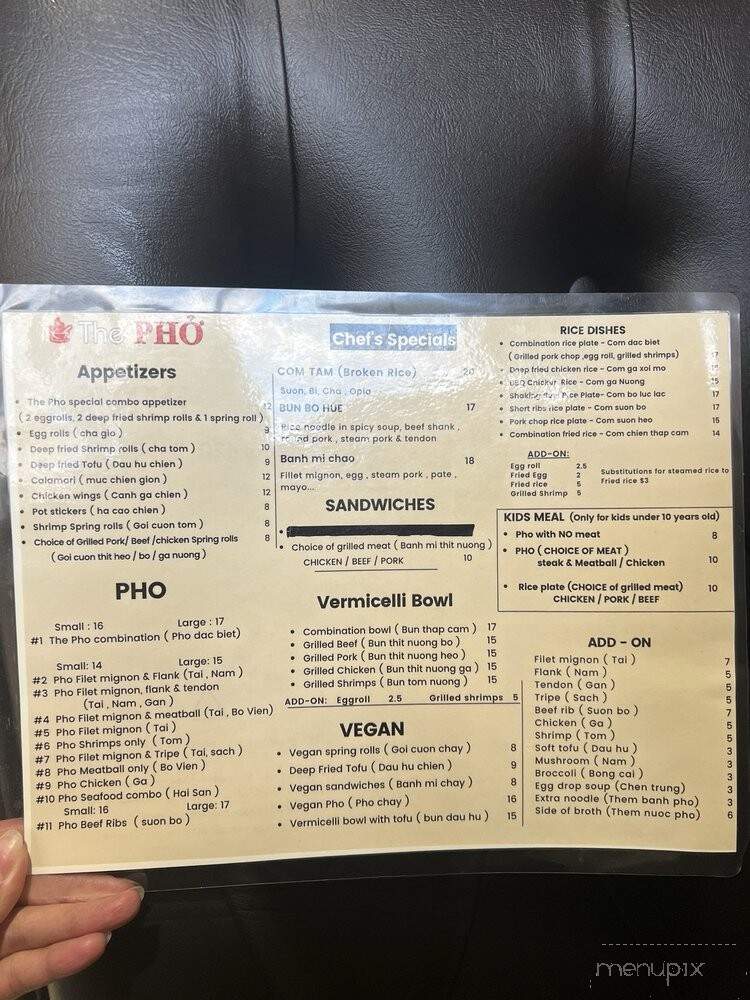 The Pho - Burien, WA menu_pic