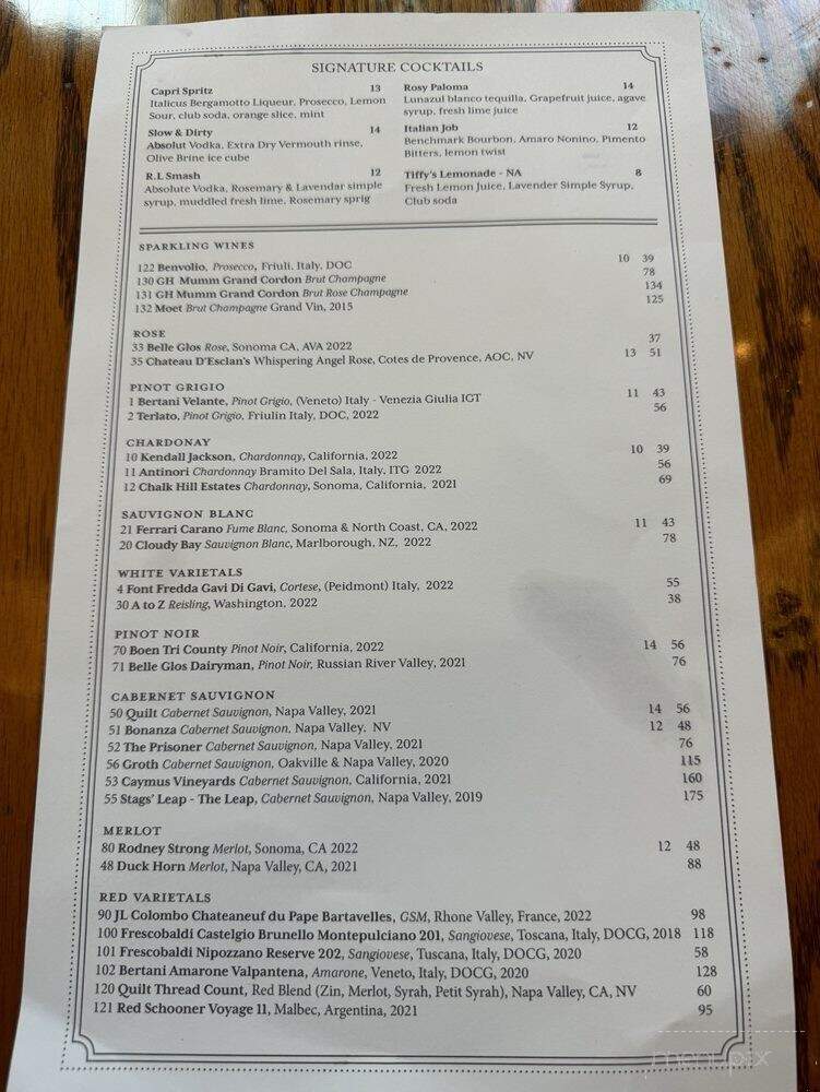 Alexanders - Ormond Beach, FL menu_pic
