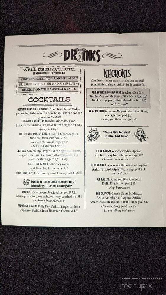 The Quencher - Newport, RI menu_pic