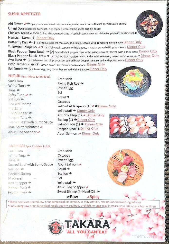 Takara - North Richland Hills, TX menu_pic