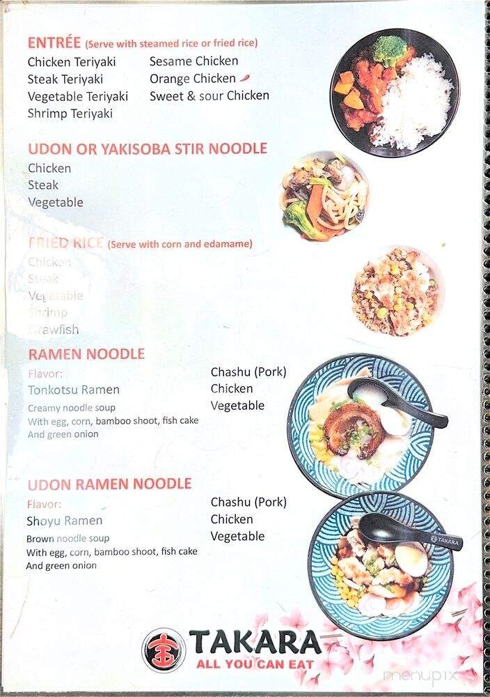 Takara - North Richland Hills, TX menu_pic