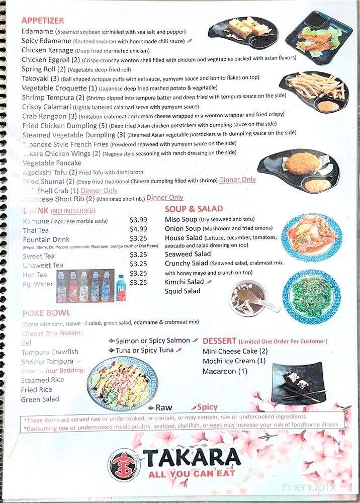 Takara - North Richland Hills, TX menu_pic