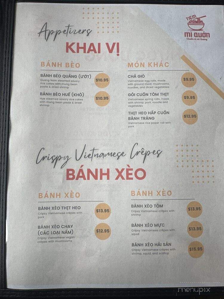 Tiem Mi Quon - Garden Grove, CA menu_pic