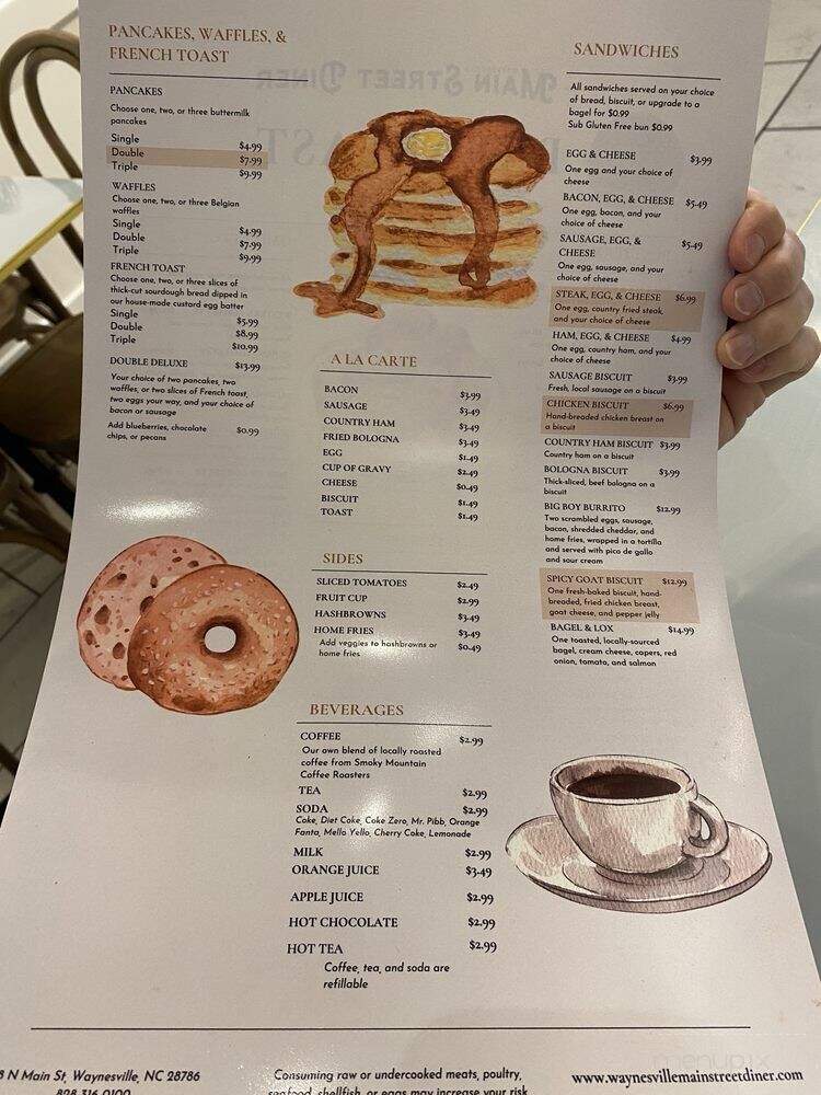 Main Street Diner - Waynesville, NC menu_pic