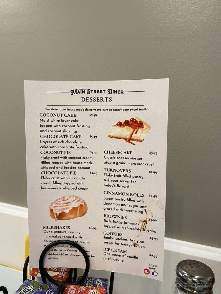 Main Street Diner - Waynesville, NC menu_pic