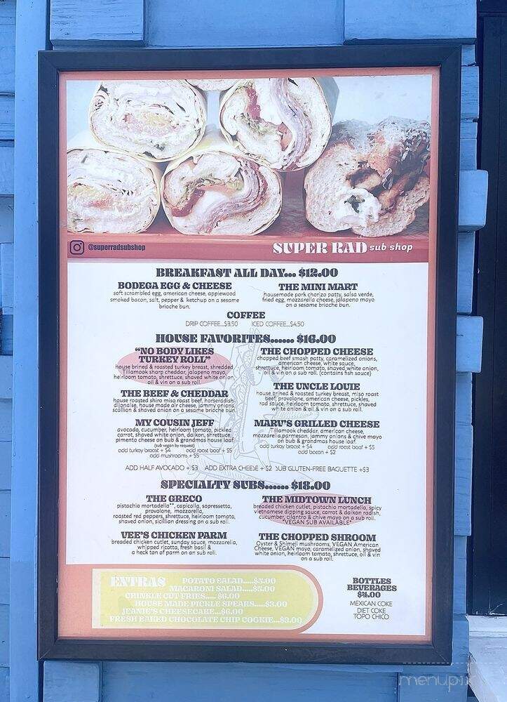 Super Rad Sub Shop - West Hollywood, CA menu_pic
