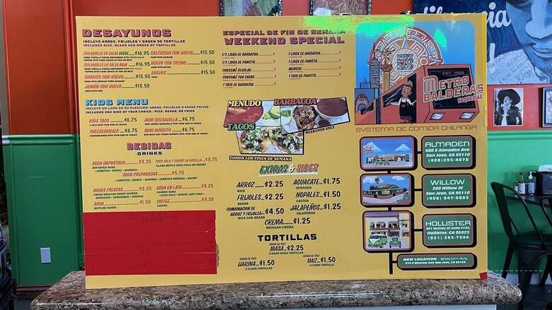 Metro Balderas - San Jose, CA menu_pic