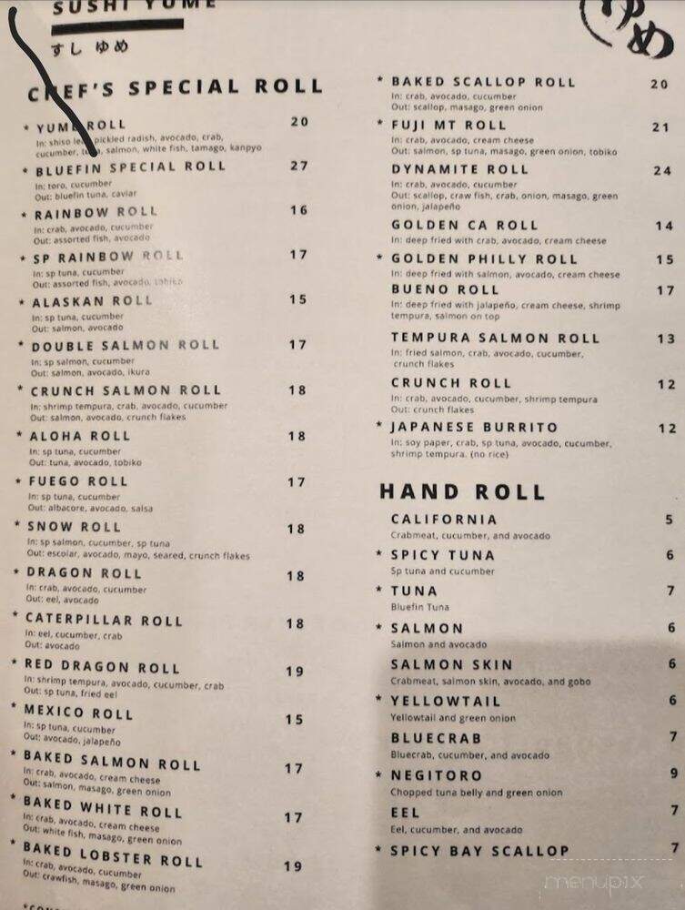 Sushi Yume - Round Rock, TX menu_pic
