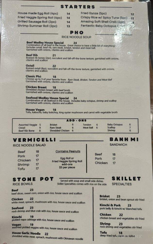 Pho La Vache - Los Angeles, CA menu_pic