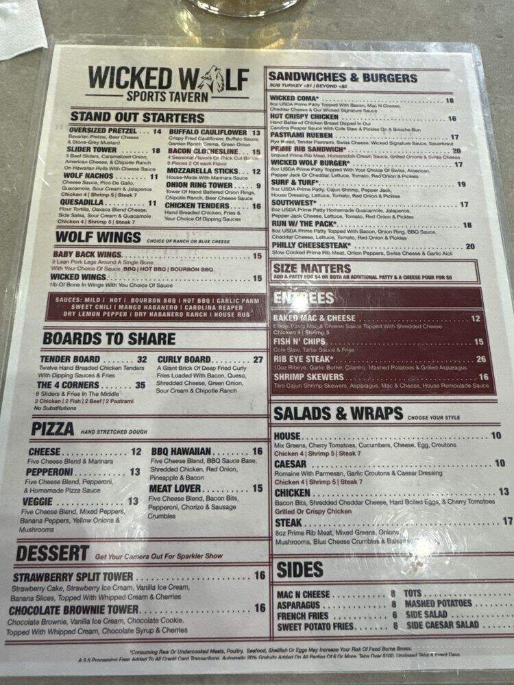 Wicked Wolf - Glendale, AZ menu_pic