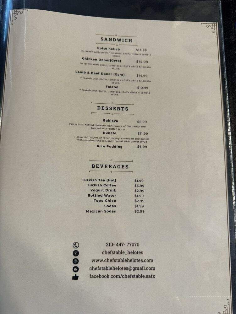 Chef's Table - Helotes, TX menu_pic