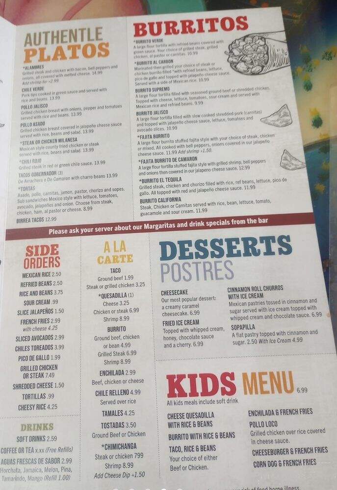 Tequila Mexican Restaurant - Murfreesboro, TN menu_pic