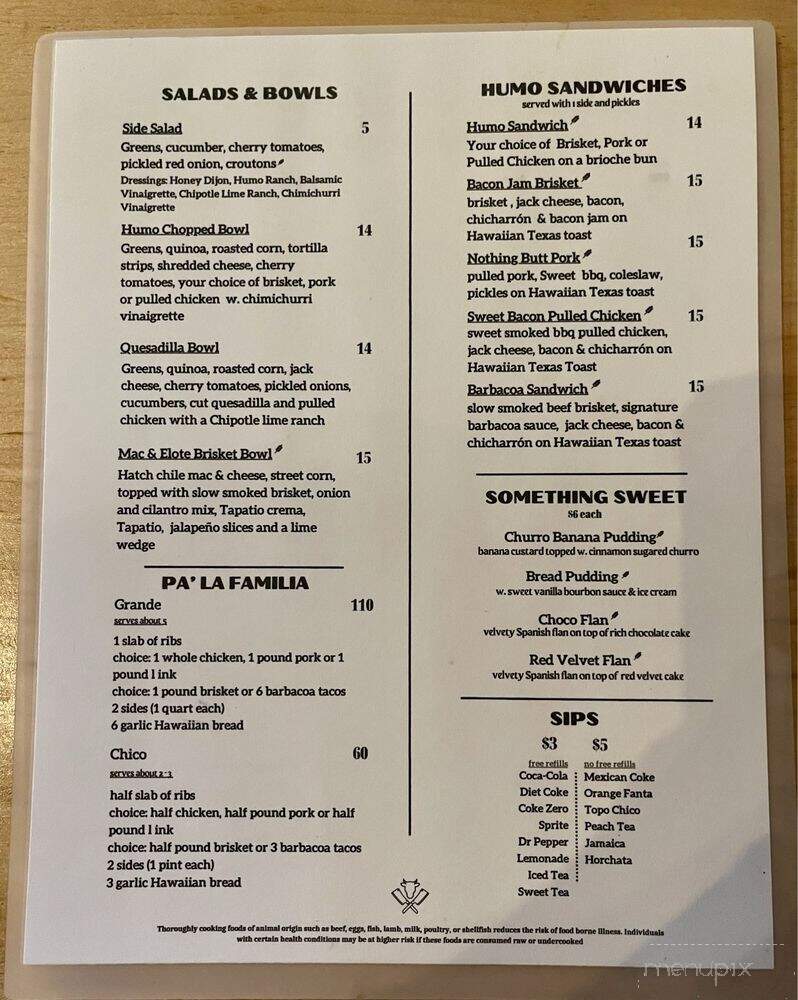 Humo Barbecue - Las Vegas, NV menu_pic