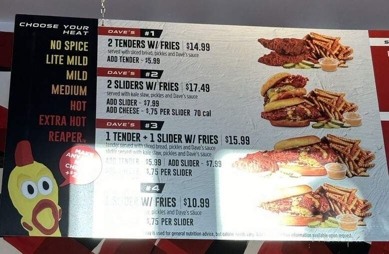 Dave's Hot Chicken - San Jose, CA menu_pic