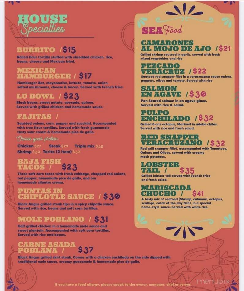 Casa Lu - Ridgefield, CT menu_pic