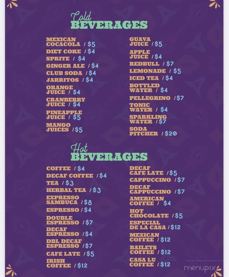 Casa Lu - Ridgefield, CT menu_pic