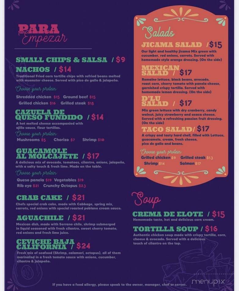 Casa Lu - Ridgefield, CT menu_pic