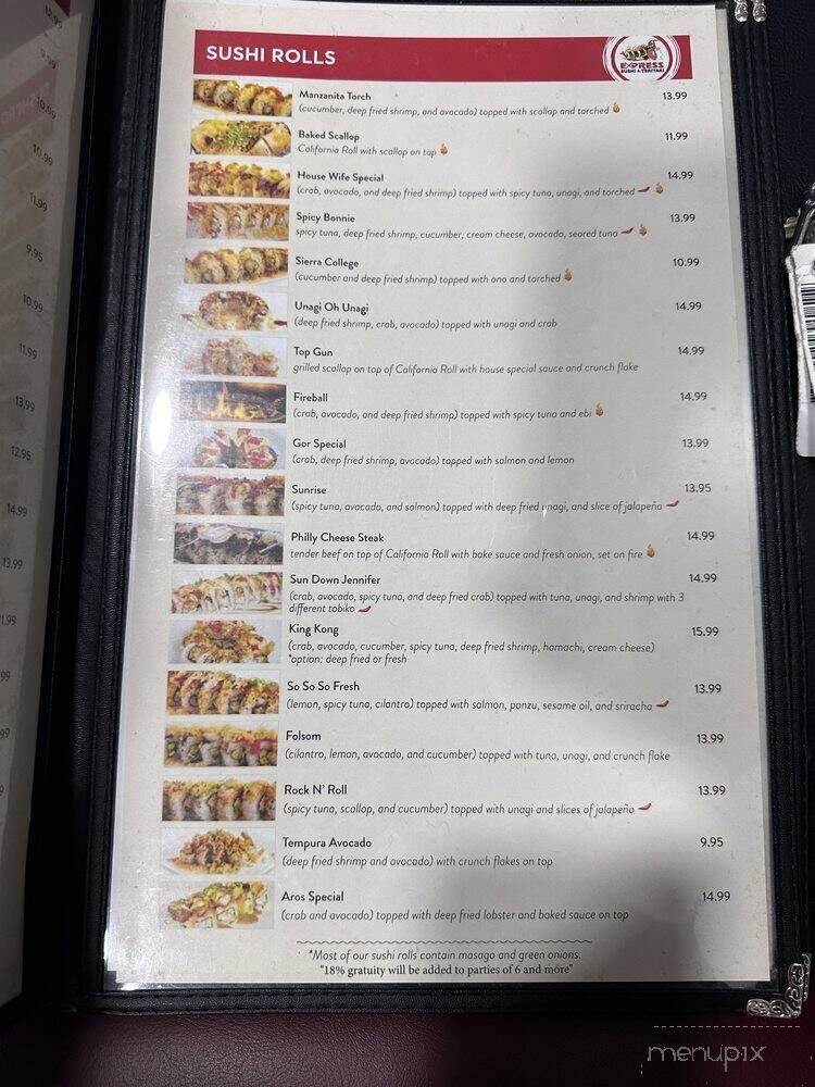 Express Sushi & Teriyaki - Rancho Cordova, CA menu_pic