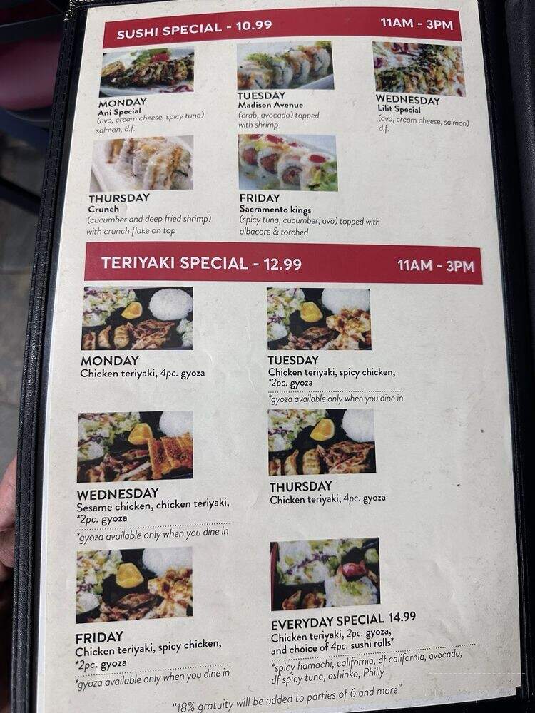 Express Sushi & Teriyaki - Rancho Cordova, CA menu_pic