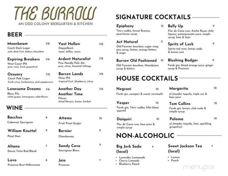 The Burrow - Pensacola, FL menu_pic