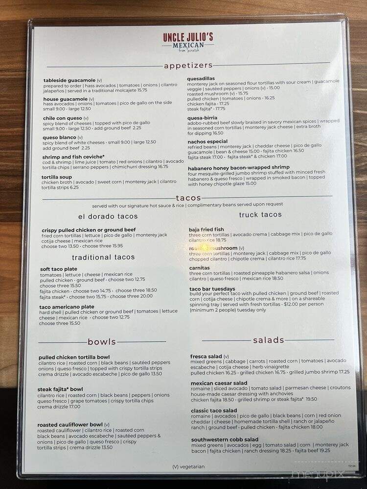 Uncle Julio's - Frisco, TX menu_pic
