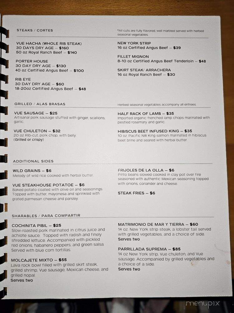 Vue Prime Mexican Steakhouse - Covington, WA menu_pic