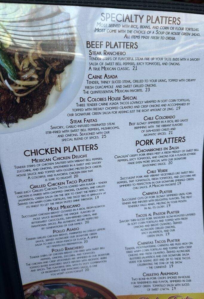 De Colores Mexican Restaurant & Bar - Lathrop, CA menu_pic