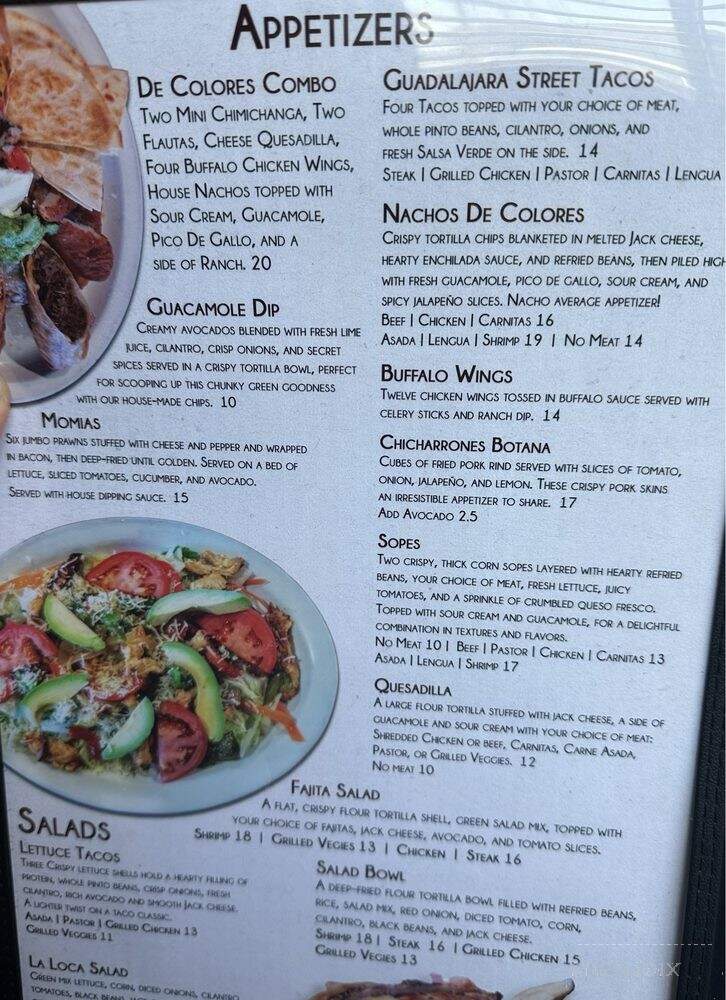 De Colores Mexican Restaurant & Bar - Lathrop, CA menu_pic