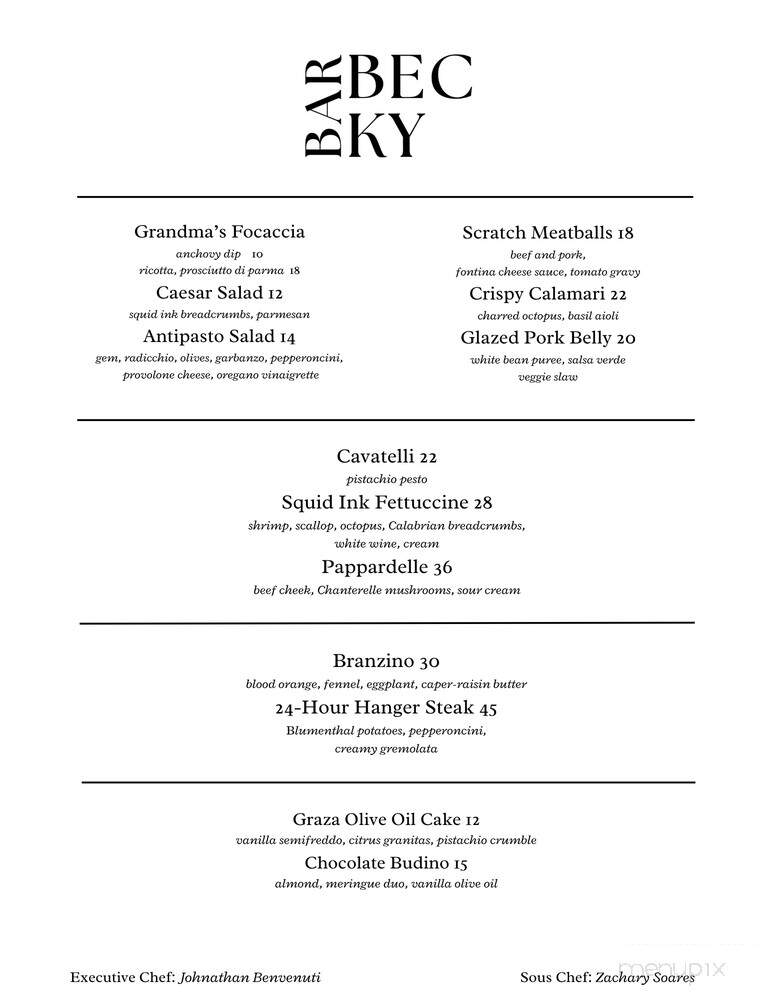 Bar Becky - Long Beach, CA menu_pic