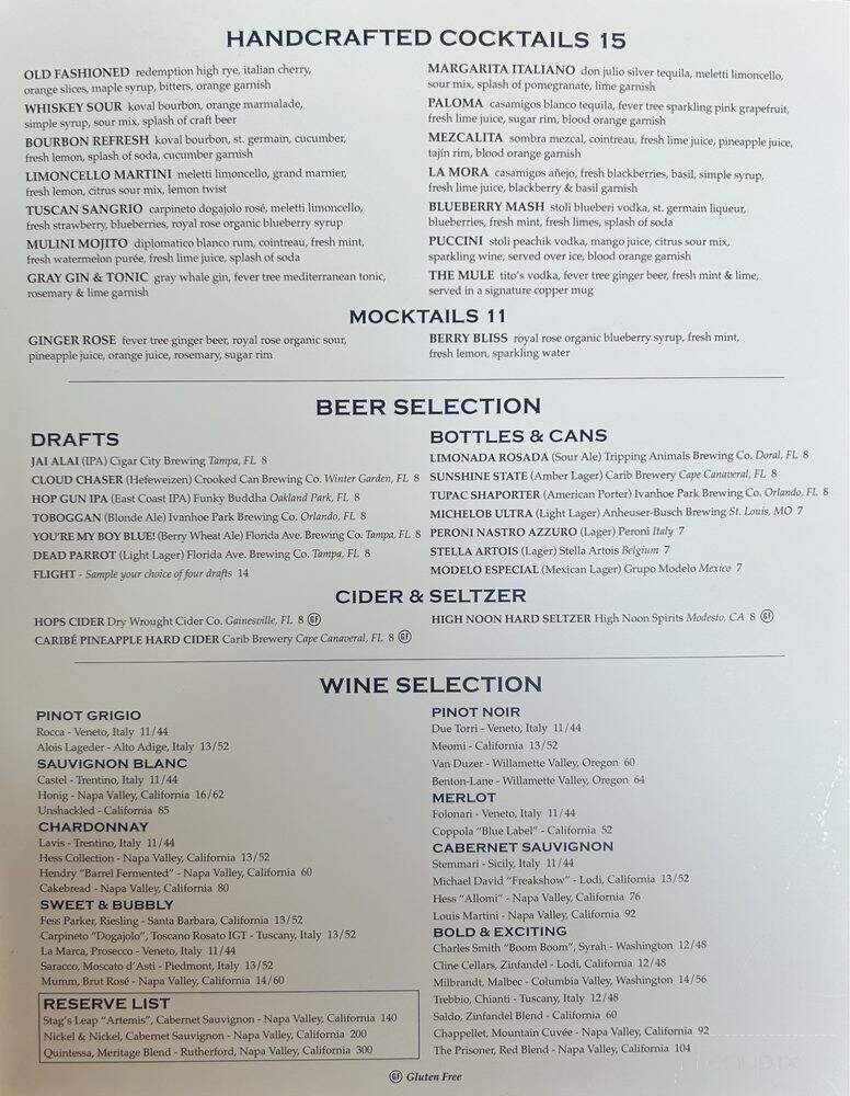 Pinstripes - Orlando, FL menu_pic