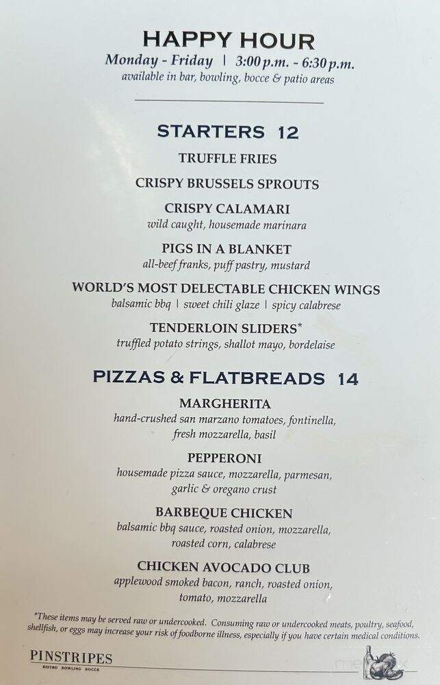Pinstripes - Orlando, FL menu_pic