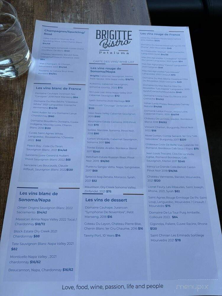 Brigitte Bistro - Petaluma, CA menu_pic
